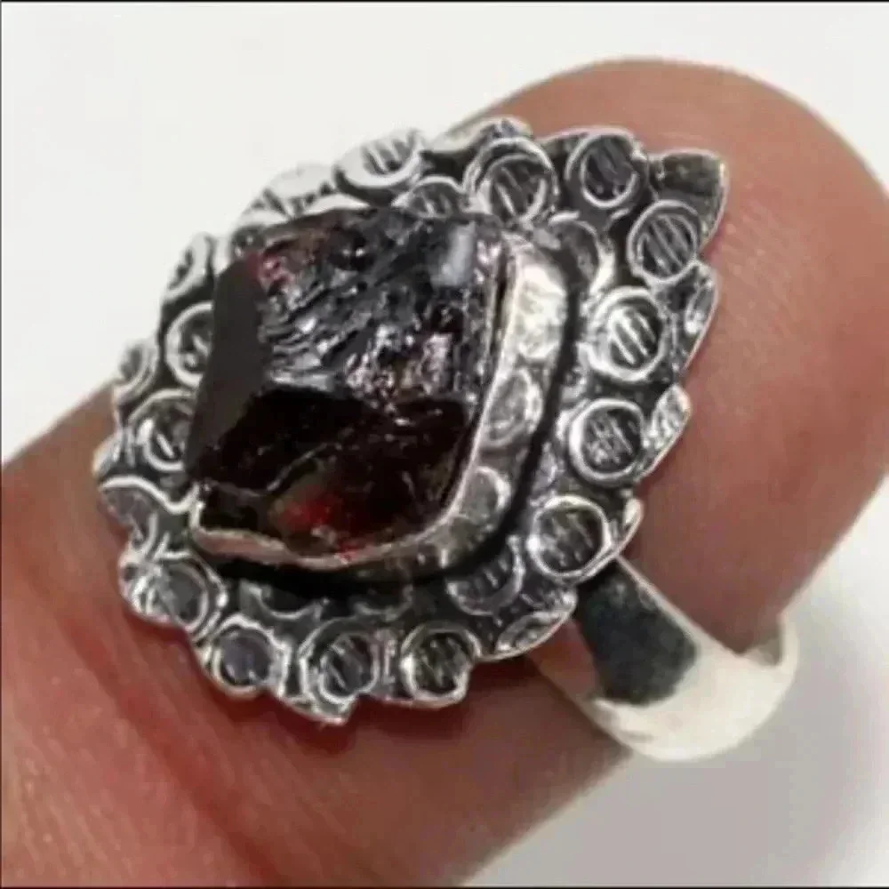 SIZE 7.5 Hessonite Garnet 925 Sterling Silver Ring NWT